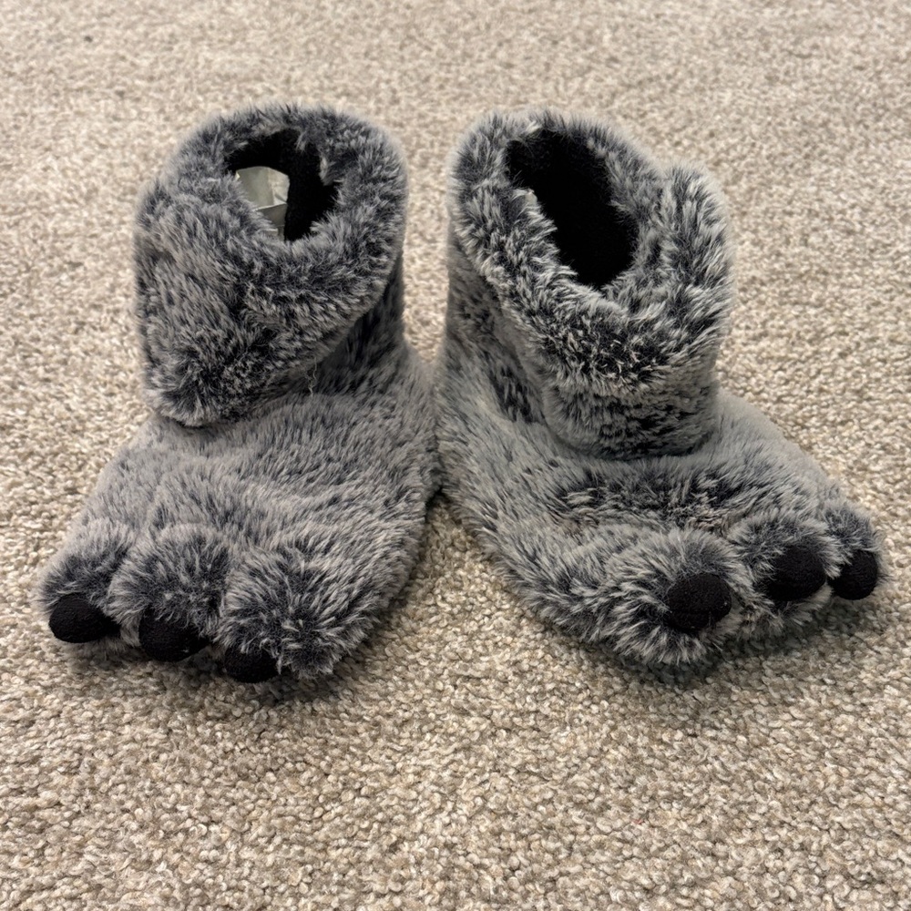 Target Gray Furry Kids Slippers